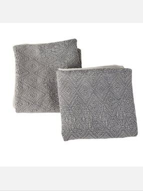 Pottery Barn Pair Washed Diamond Pillow Covers 20x20" Gray Neutral Cotton Linen